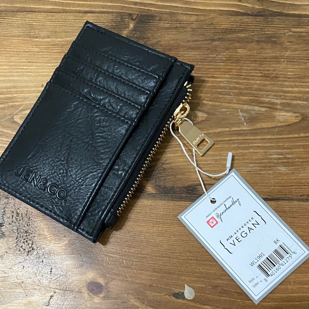 Jen & Co Black Vegan Leather Card Holder